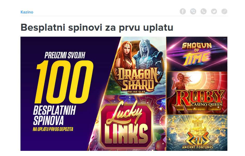 Mozzart casino ti nudi do 100% bonusa dobrodošlice