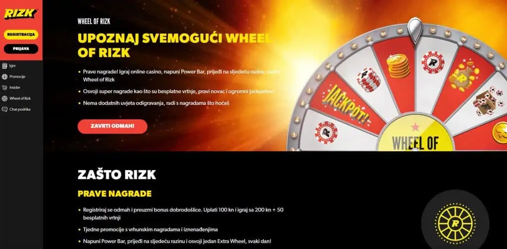 rizk casino izgled stranice