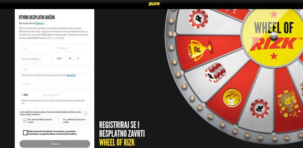 rizk casino registracija